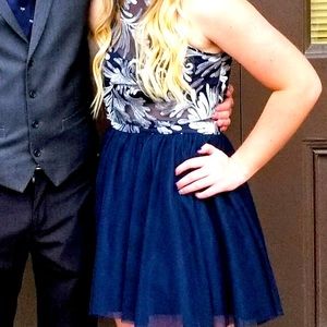 Blue short prom dress
